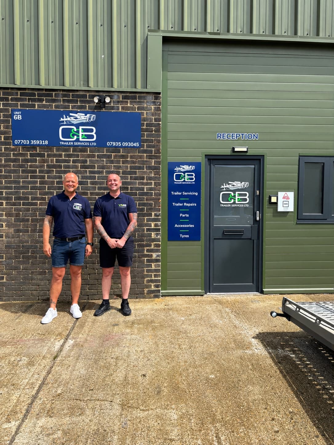 Bradley (left) and Craig (right) outside Unit 6B, Harrietsham