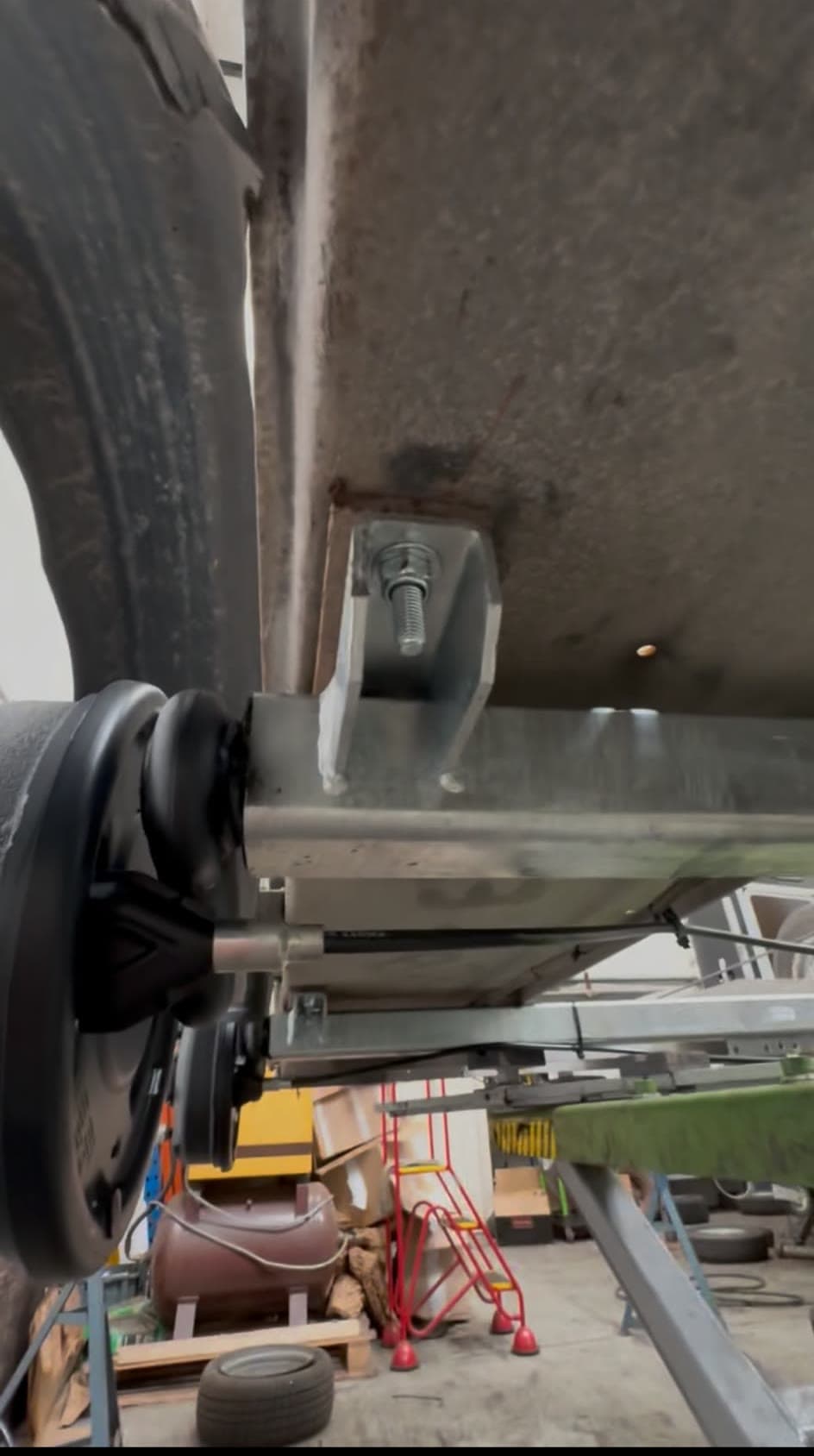 New galvanised axle fitted to the same trailer